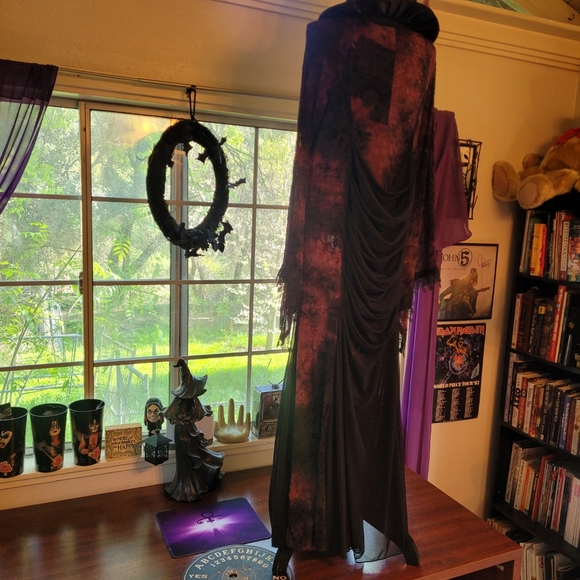 Gothic Burgundy and Black Dress - Picture 9 of 11